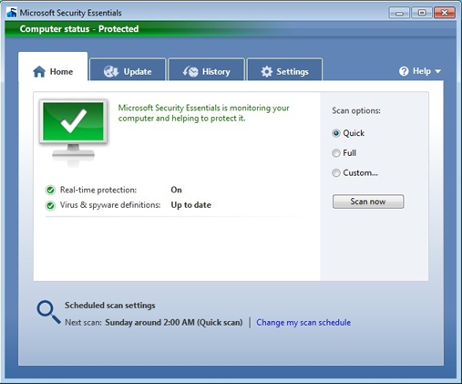 Microsoft Security Essentials Definition Updates 1.247.867.0 software screenshot