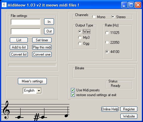 MidiMeow 1.04 v1 software screenshot