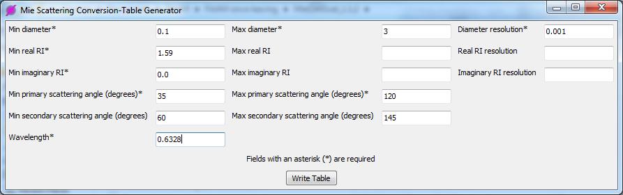 Mie Scattering Conversion 1.1.7 software screenshot