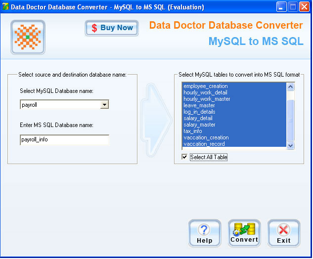 Migrate MySQL Database 2.0.1.5 software screenshot
