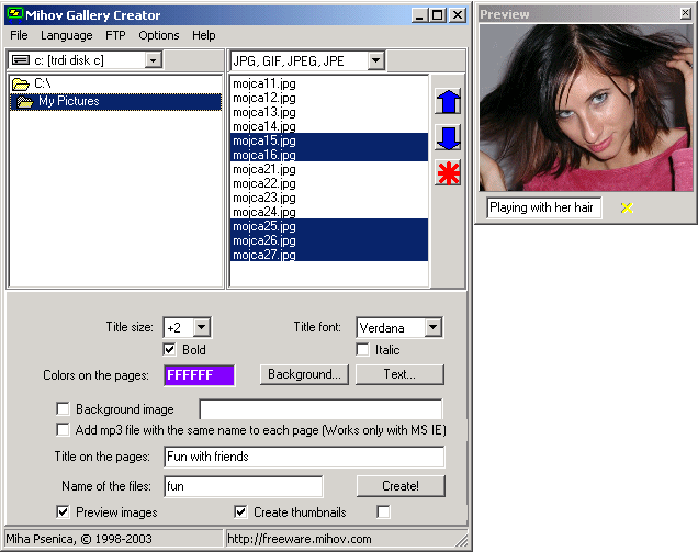 Mihov Gallery Creator 0.9.2 software screenshot