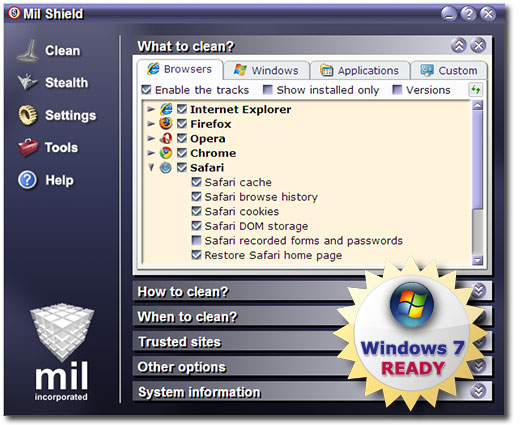 Mil Shield 9.0.2490 software screenshot
