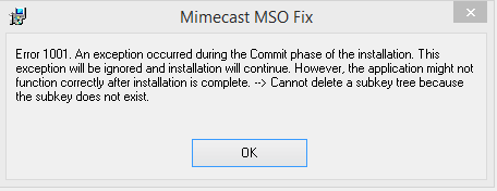 Mimecast MSO Fix 1.0 software screenshot