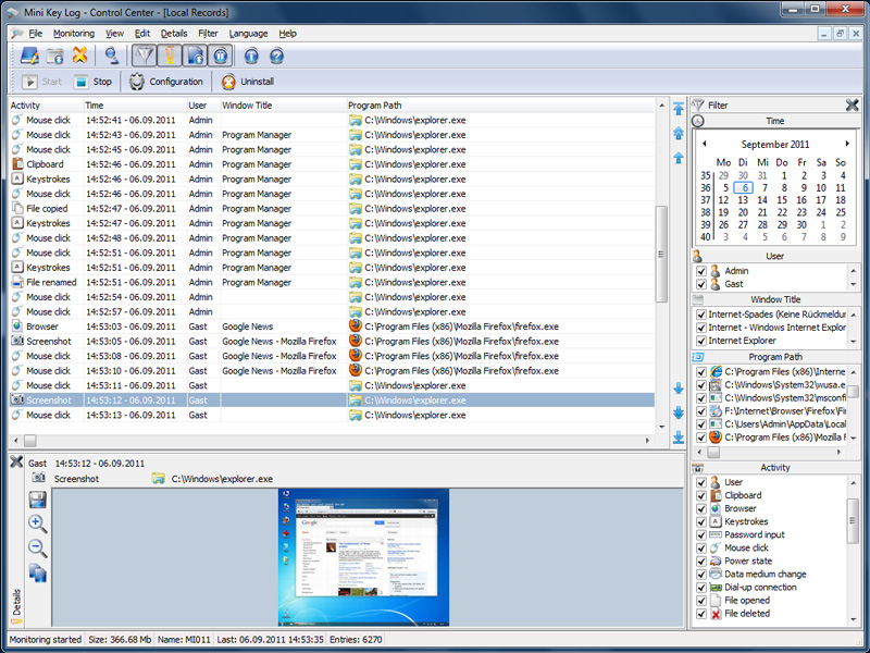 Mini Key Log 6.16.0.0 software screenshot
