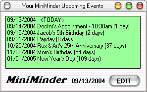 MiniMinder 8.4 software screenshot