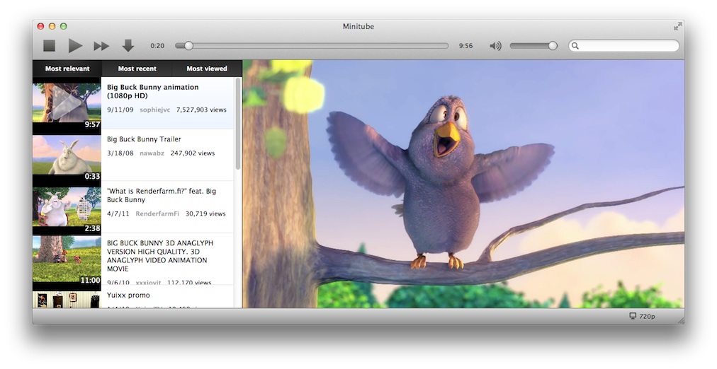 Minitube 2.7 software screenshot