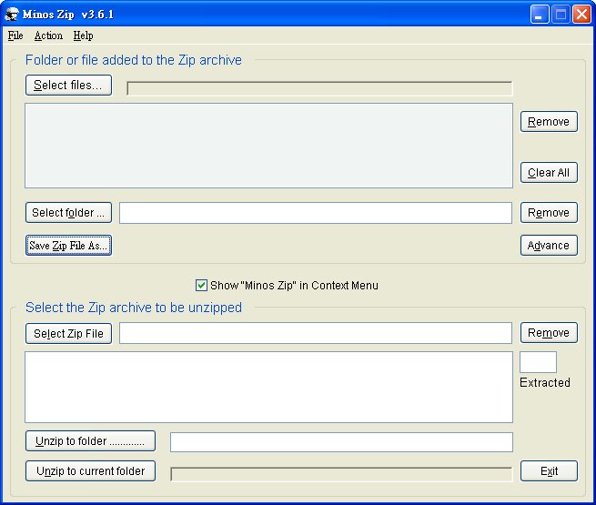 Minos Zip 3.7.1 software screenshot