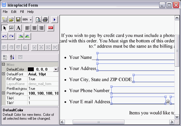Miraplacid Form Professional 2.3.1 software screenshot