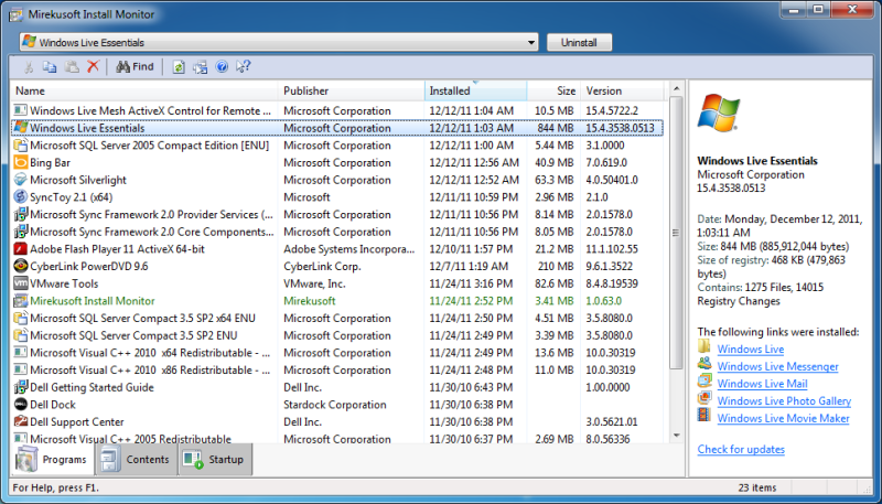 Mirekusoft Install Monitor 3.0.494.2 software screenshot