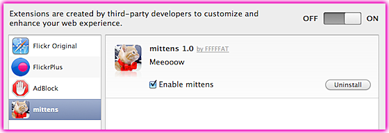 Mittens for Safari 1.0 software screenshot