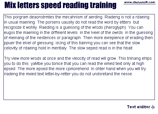 Mix letters speed reading training 2.3 software screenshot