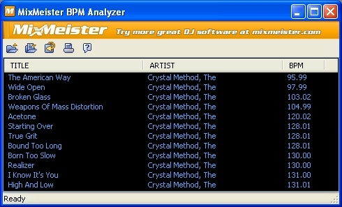 MixMeister BPM Analyzer 1.0 software screenshot