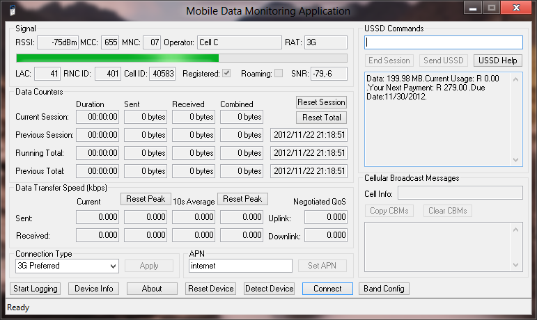 Mobile Data Monitoring Application 1.1.0.0 software screenshot