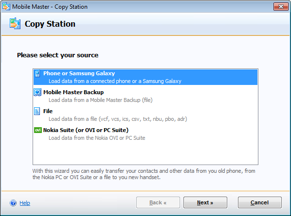 Mobile Master Copy Station 8.6.0.3609 software screenshot