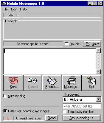 Mobile Messenger 1.0 software screenshot