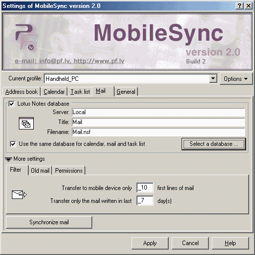 MobileSync 2.1.2 software screenshot