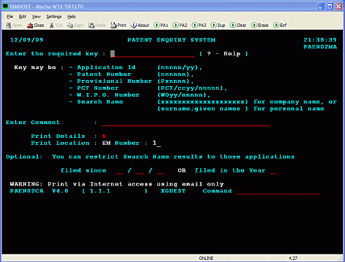 Mocha W32 TN3270 7.1 software screenshot