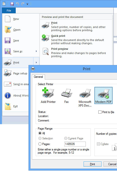 Modern PDF Maker 1.02 software screenshot