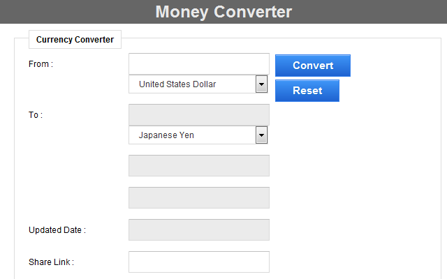 Money Converter 1.0 software screenshot