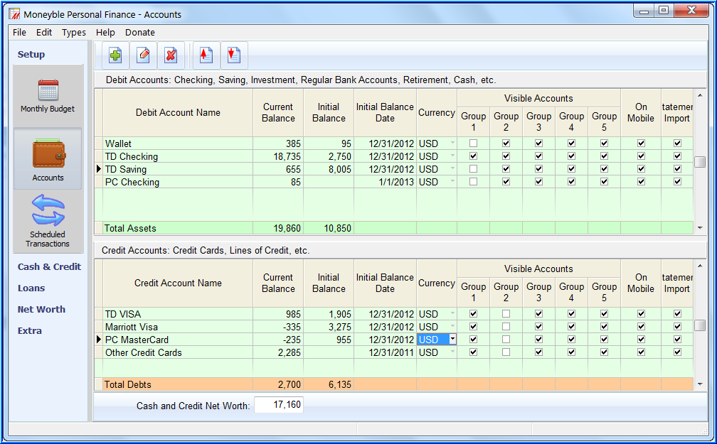 Moneyble Personal Finance 3.4.48 software screenshot