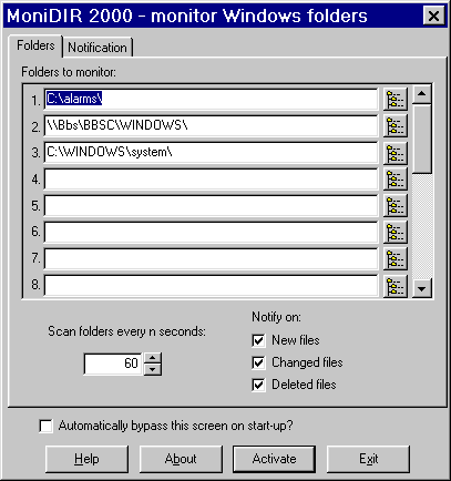 Monidir 2000 1.0 software screenshot