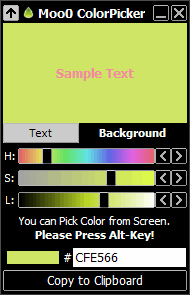 Moo0 Color Picker 1.12 software screenshot