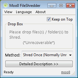 Moo0 File Shredder 1.19 software screenshot