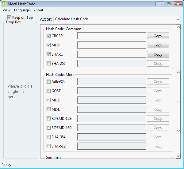 Moo0 Hash Code 1.15 software screenshot