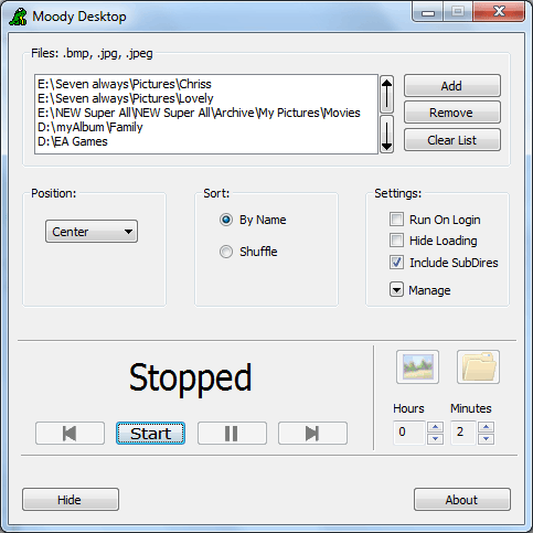 Moody Desktop 1.5 software screenshot