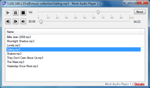 Mork Audio Player 1.2 software screenshot