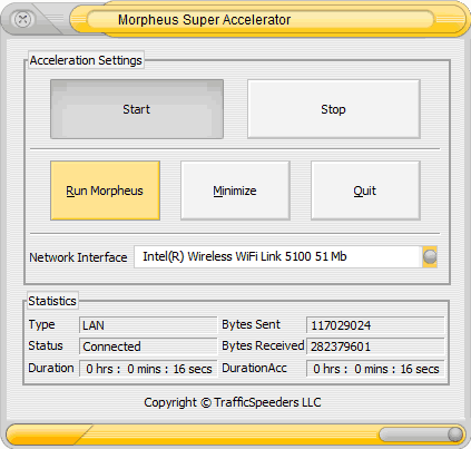 Morpheus Super Accelerator 5.6.4 software screenshot