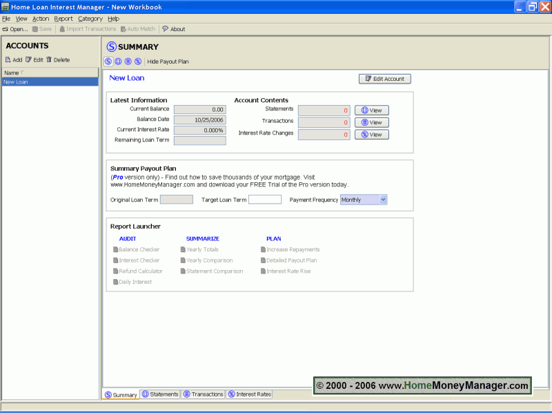 Mortgage Loan Interest Manager Linux 4.1.070910 software screenshot