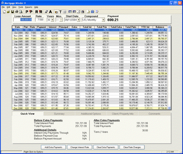 Mortgage Minder 4 software screenshot