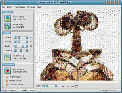 Mosaizer Lite 1.5.26 software screenshot