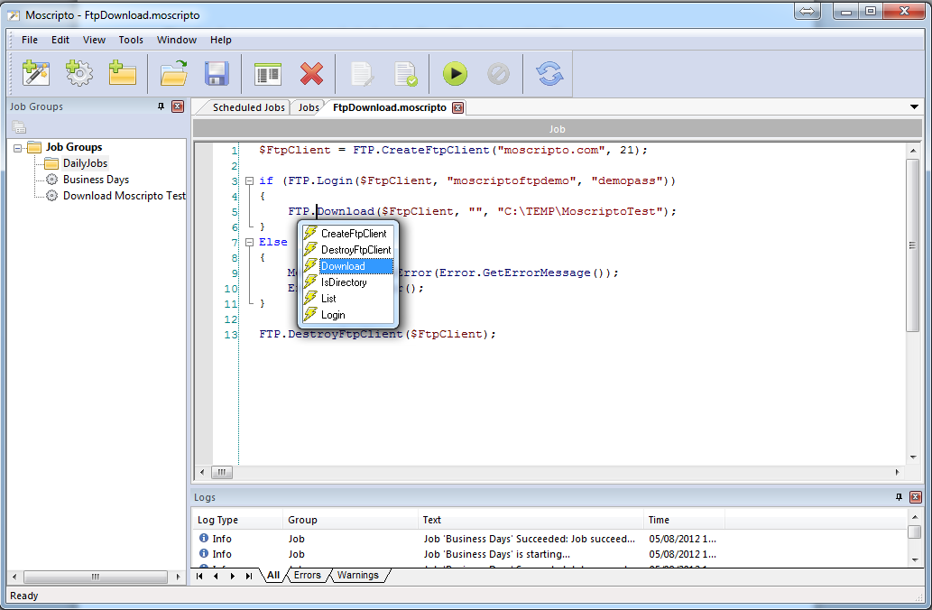 Moscripto  0.9.0.17 software screenshot