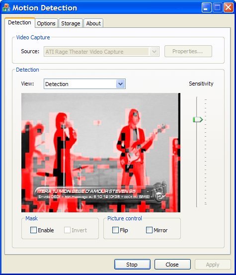 Motion Detection 1.04 software screenshot