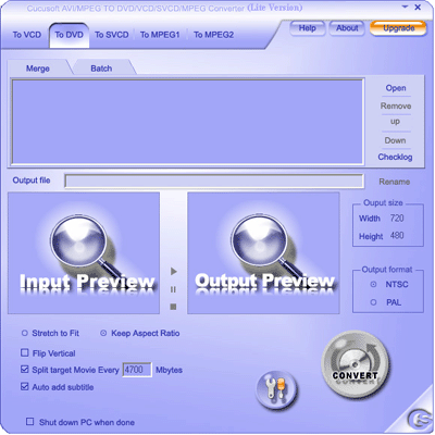 Mov/Rmvb/Divx/Avi to DvD/Vcd Convert Lite 7.07 software screenshot