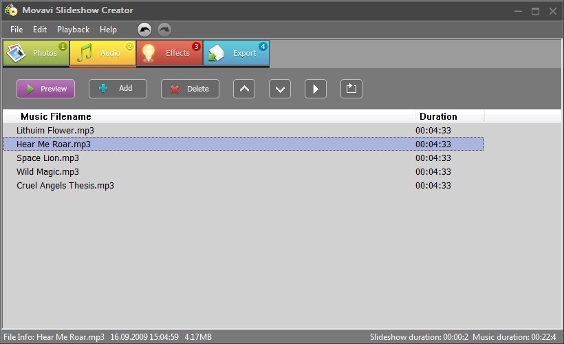Movavi Slideshow Creator 2.0.1 software screenshot
