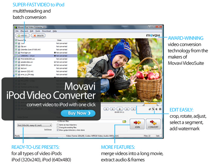 Movavi iPod Video Converter 6.0.1 software screenshot