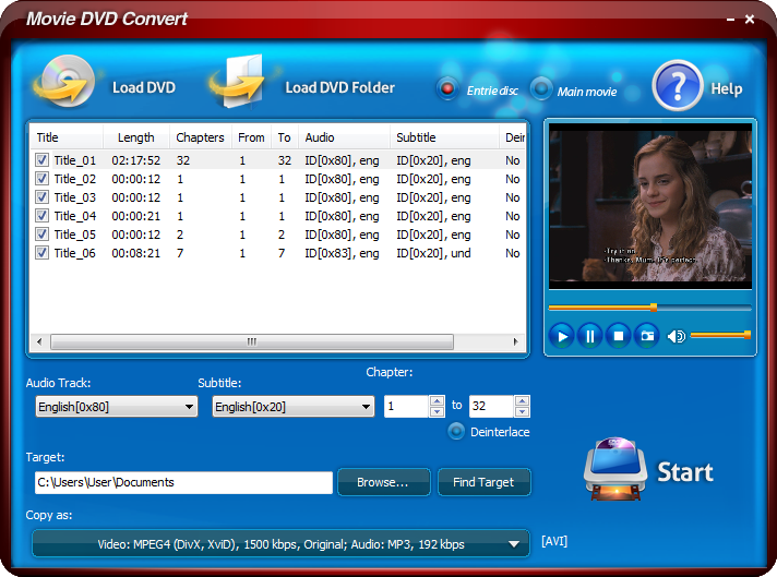 Movie DVD Convert 8.8.1 software screenshot