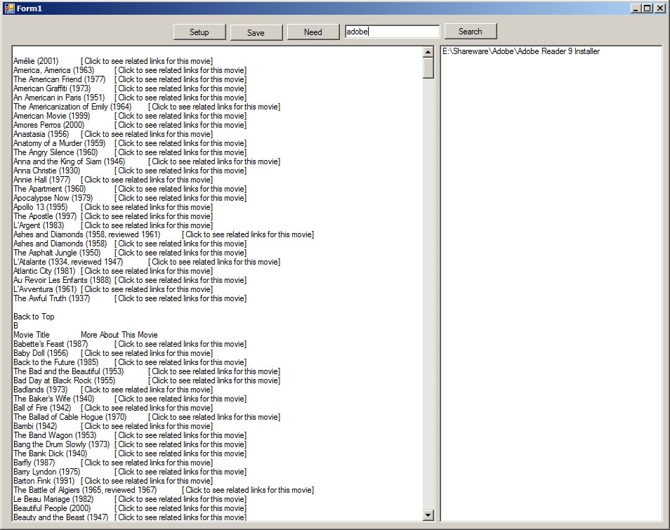 Movie List Searcher 1.0.0.0 software screenshot