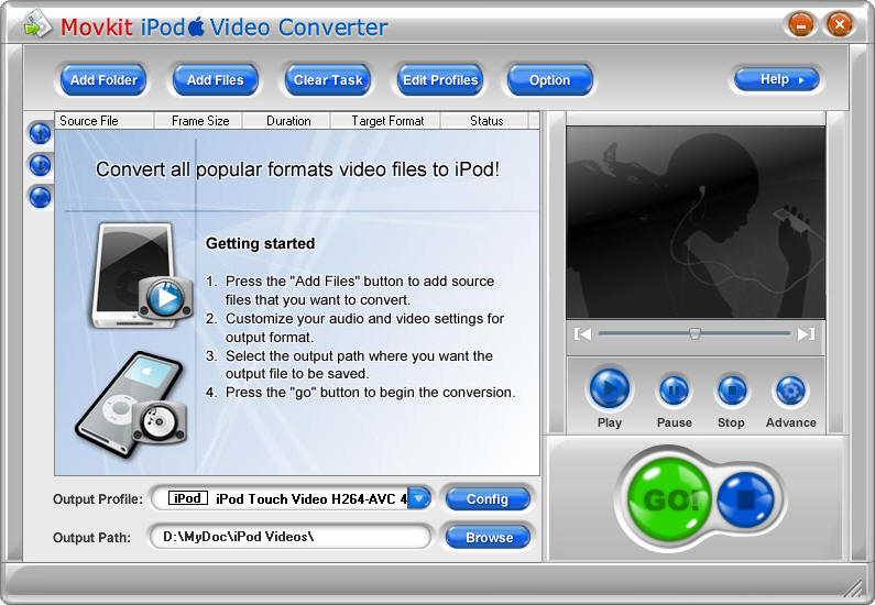 Movkit iPod Video Converter 4.0.5 software screenshot