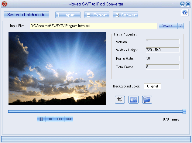 Moyea SWF to MPEG Converter 3.0 software screenshot