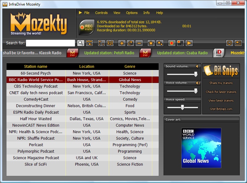 Mozekty 2.3 software screenshot