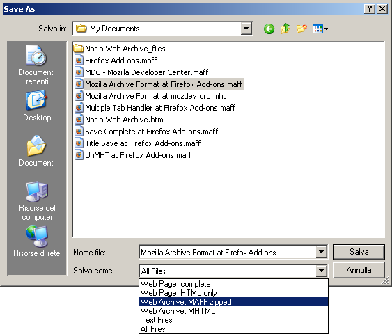 Mozilla Archive Format 2.0.9 software screenshot