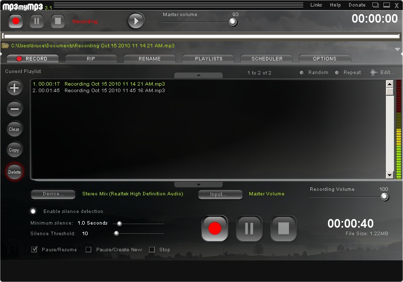 Mp3 My MP3 Recorder 3.1 software screenshot