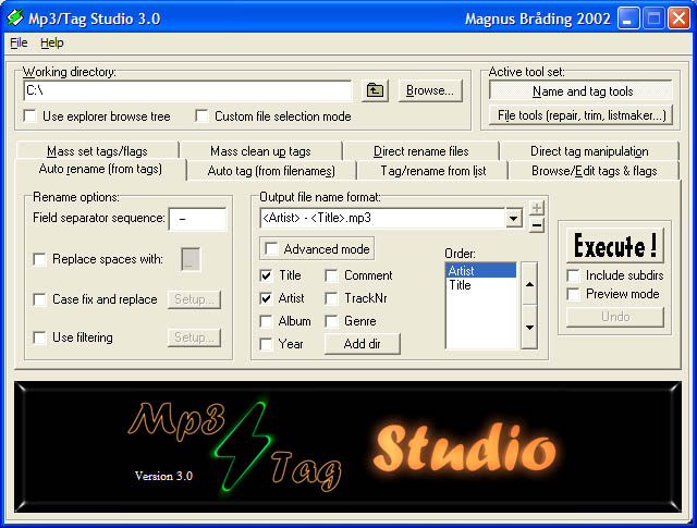 Mp3/Tag Studio 3.05 software screenshot