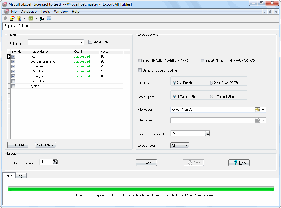 MsSqlToExcel 1.9.2.42 software screenshot