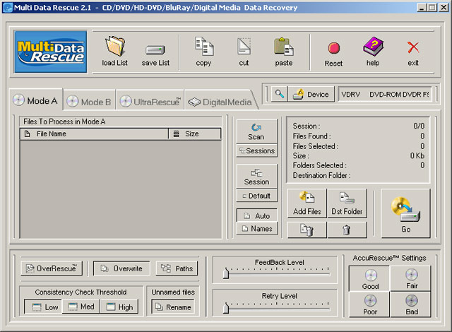Multi Data Rescue 5.3.4585 software screenshot