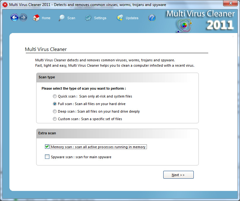 Multi Virus Cleaner 2011 11.3.1 software screenshot